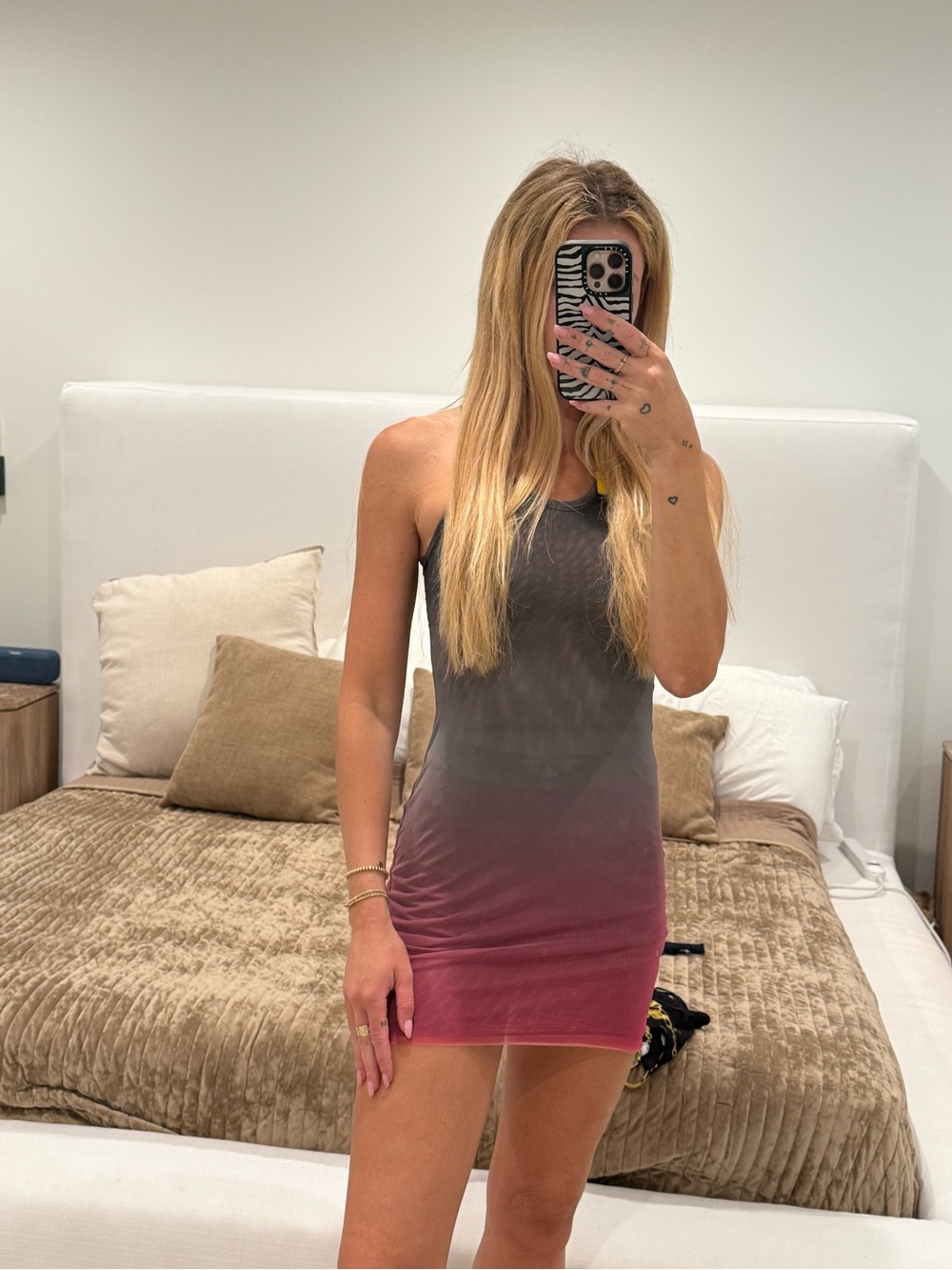 Kith Gray to Pink Ombre Sleeveless Mini Dress